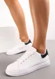 Biało-Czarne Płaskie Buty Sportowe ze Sznurowaniem Karlei