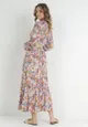 Ciemnoróżowa Koszulowa Sukienka Maxi w Kwiaty z Paskiem Bophin