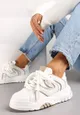 Biało-Beżowe Sneakersy na Platformie z Grubymi Sznurówkami Imyria