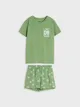 Wygodna, bawełniana piżama dwuczęściowa. - zielony