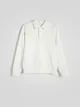 Bluza o prostym kroju, wykonana ze strukturalnej dzianiny z bawełną. - złamana biel