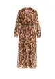 Camelowa Sukienka Bancroft z Błyszczącym Nadrukiem
