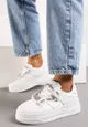 Białe Sneakersy na Platformie Ozdobione Cyrkoniami Uraians