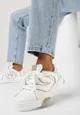 Biało-Beżowe Sneakersy na Grubej Podeszwie z Szerokim Wiązaniem Hiverna