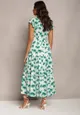 Zielona Rozkloszowana Sukienka Maxi w Kwiatowy Print z Gumką w Pasie Javiky