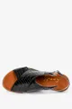 Czarne sandały płaskie z paskami na krzyż wzór wężowy polska skóra casu 3019-0