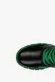Czarne workery sznurowane damskie botki na zielonej podeszwie casu er22wx6-bg