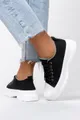 Czarne trampki na platformie damskie buty sportowe sznurowane casu sj2093-1