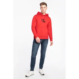 Bluza Calvin Klein Jeans ARCHIVAL MONOGRAM FLOCK HOODIE J30J318798XCF RED