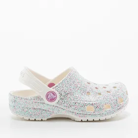 Klapki Crocs Kids’ Classic Glitter Clog 205441-159 WHITE