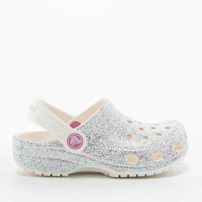 Crocs Klapki Crocs Kids’ Classic Glitter Clog 205441-159 WHITE