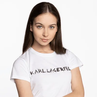 Karl Lagerfeld Koszulka Karl LAGERFELD Graffiti Logo T-Shirt 206W1701-100 WHITE
