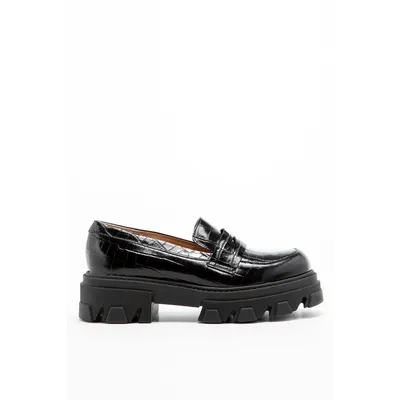Charles Footwear Buty Charles Footwear Mey Loafer Basic Black Snake BLACK