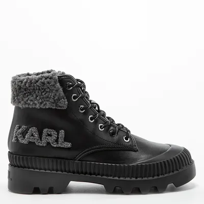 Karl Lagerfeld Buty Karl LAGERFELD Hiker Fleece Boot KL42555-007 BLACK
