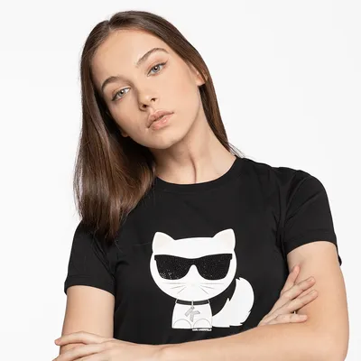 Karl Lagerfeld Koszulka Karl LAGERFELD Ikonik Choupette T-Shirt 205W1706-999 BLACK