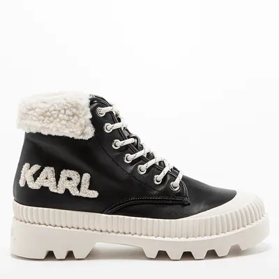Karl Lagerfeld Buty Karl LAGERFELD Hiker Fleece Boot KL42555-000 BLACK/WHITE