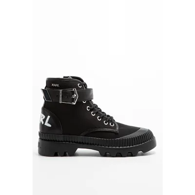Karl Lagerfeld Buty Karl LAGERFELD TREKKA II Ankle Strap Boot Mix Black Lthr &amp; Textile KL42551-400 BLACK