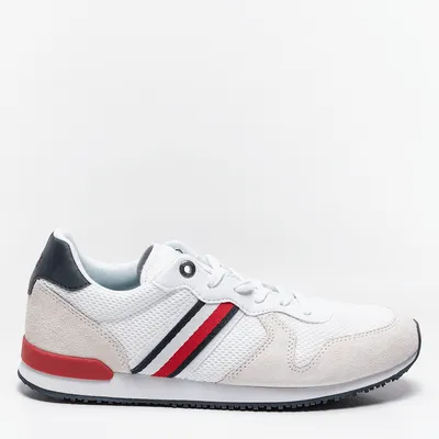 Tommy Hilfiger Buty Tommy Hilfiger ICONIC MATERIAL MIX RUNNER FM0FM034700GY WHITE