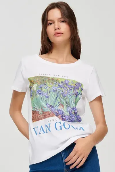House Biała koszulka z nadrukiem Van Gogh - Biały