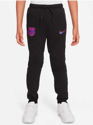 Spodnie piłkarskie z dzianiny dla dużych dzieci FC Barcelona Nike Dri-FIT - Czerń
