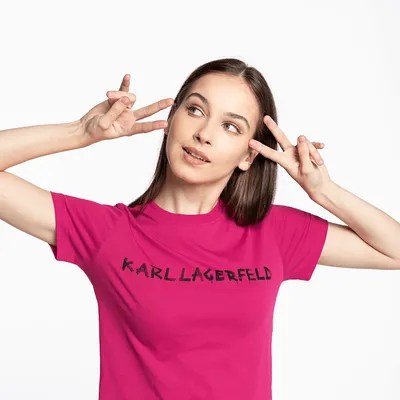 Karl Lagerfeld Koszulka Karl LAGERFELD Graffiti Logo T-Shirt 206W1701-554 PINK