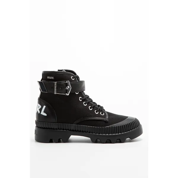 Buty Karl LAGERFELD TREKKA II Ankle Strap Boot Mix Black Lthr &amp; Textile KL42551-400 BLACK