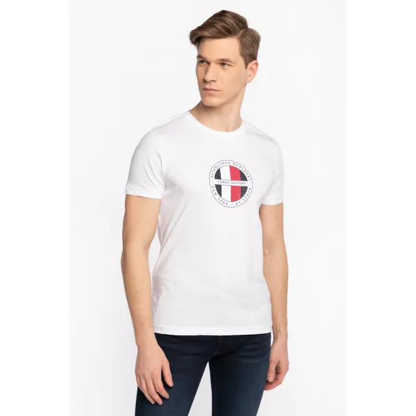 Koszulka Tommy Hilfiger CIRCULAR LOGO TEE MW0MW16593YBR WHITE