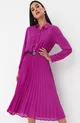 Fuksjowa sukienka midi z plisowanym dołem - Fioletowy